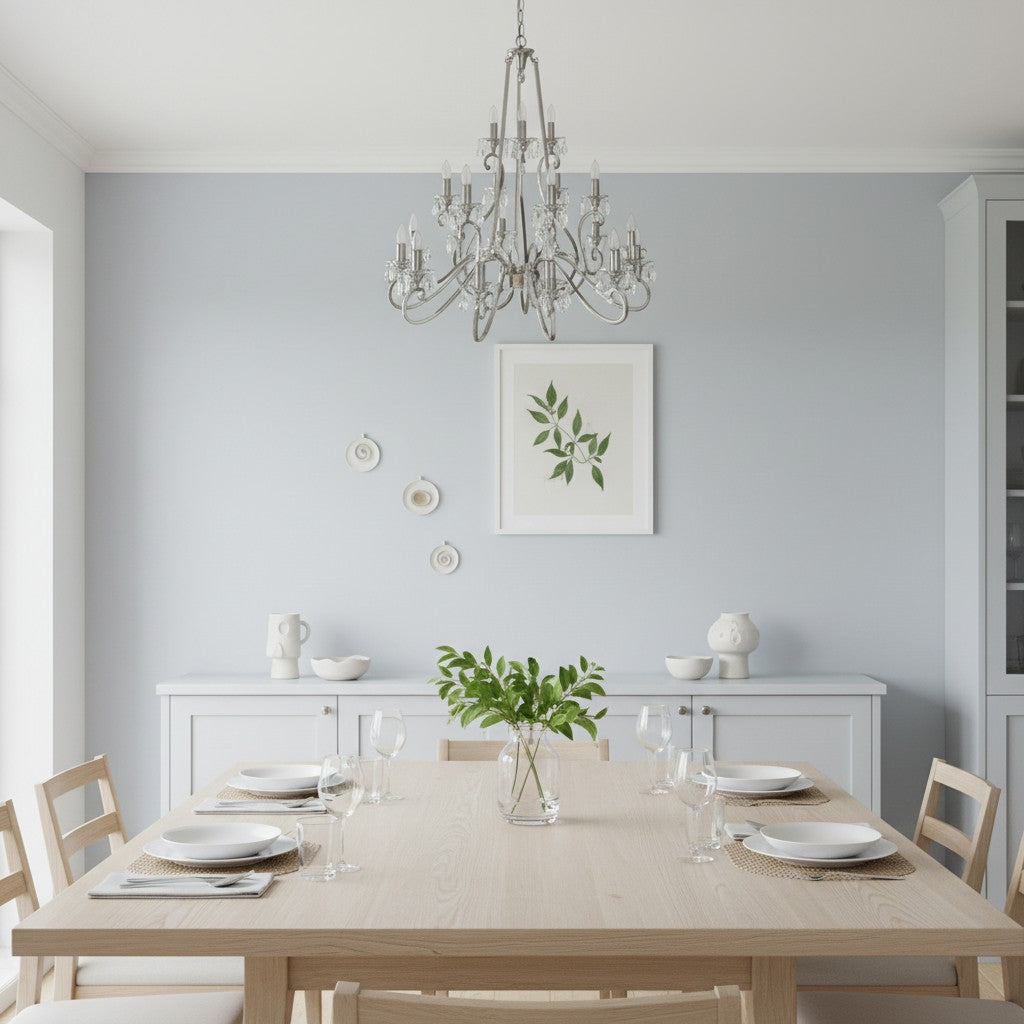 Talonis Kristall-Kronleuchter - Traditioneller Kerzenstil aus Messing und Nickel für Wohnzimmer und Esszimmer