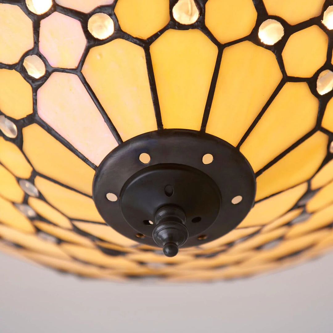 TF Pearl Handgemaakte Tiffany Plafondlamp – Art Deco Glas-in-Lood Lamp voor Hal of Woonkamer