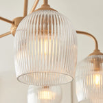 Afbeelding laden in galerijweergave, Brazara Multi-Light glazen kap hanglamp – gebogen metalen armen voor moderne woningen