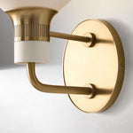 Load image into Gallery viewer, Calvor Champagne Bronze Sconce – Porcelain Ivory Shade Hardwired Wall Light
