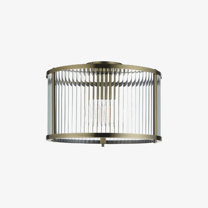 RibGlow Ribbed Glass Flush Ceiling Light – Classic Flush Mount Ceiling Lamp for Living Room or Hallway