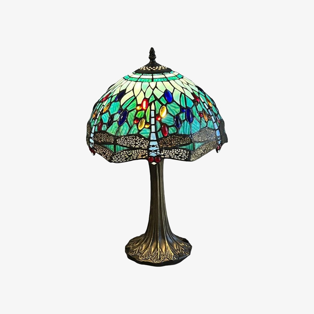 TF Dragonfly Tafellamp – Vintage Glas-in-Lood voor Woonkamer & Slaapkamer