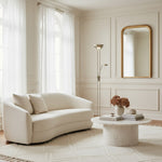 Load image into Gallery viewer, Linexis Art Deco Metal &amp; Opal Glass Floor Lamp – Dual-Light Design for Modern Interiors