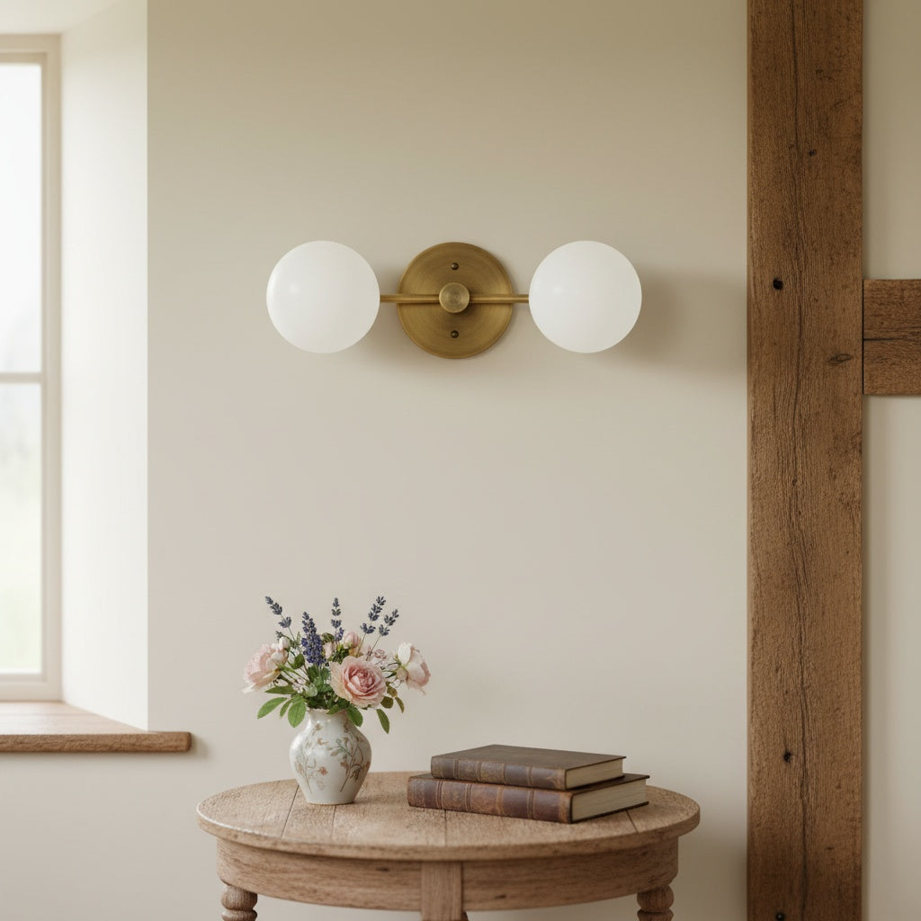 Glorica Glass Curved Arm Modern Wall Lamp for Bathroom & Hallways