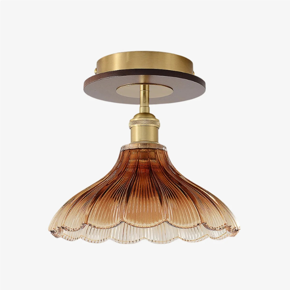 Ribbed glass semi flush mount ceiling light
