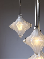 Load image into Gallery viewer, Art Deco Astris Star Chandelier – Frosted Glass Deco Fixture for Dining Room
