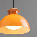 Load image into Gallery viewer, Glebe Glossy Glass Dome Pendant Lamp – Industrial Orange Hanging Light for Kitchen and Dining Room