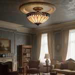 Afbeelding laden in galerijweergave, TF Brooklyn Tiffany semi-opbouw plafondlamp - geometrische glazen kap voor gangen of woonkamers