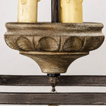 Cargar imagen en el visor de la Galería, Carved wood-look center tray detail on rustic birdcage pendant lamp