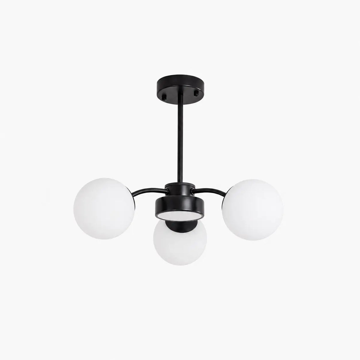 Modern milk glass chandelier with 3 lights in Black