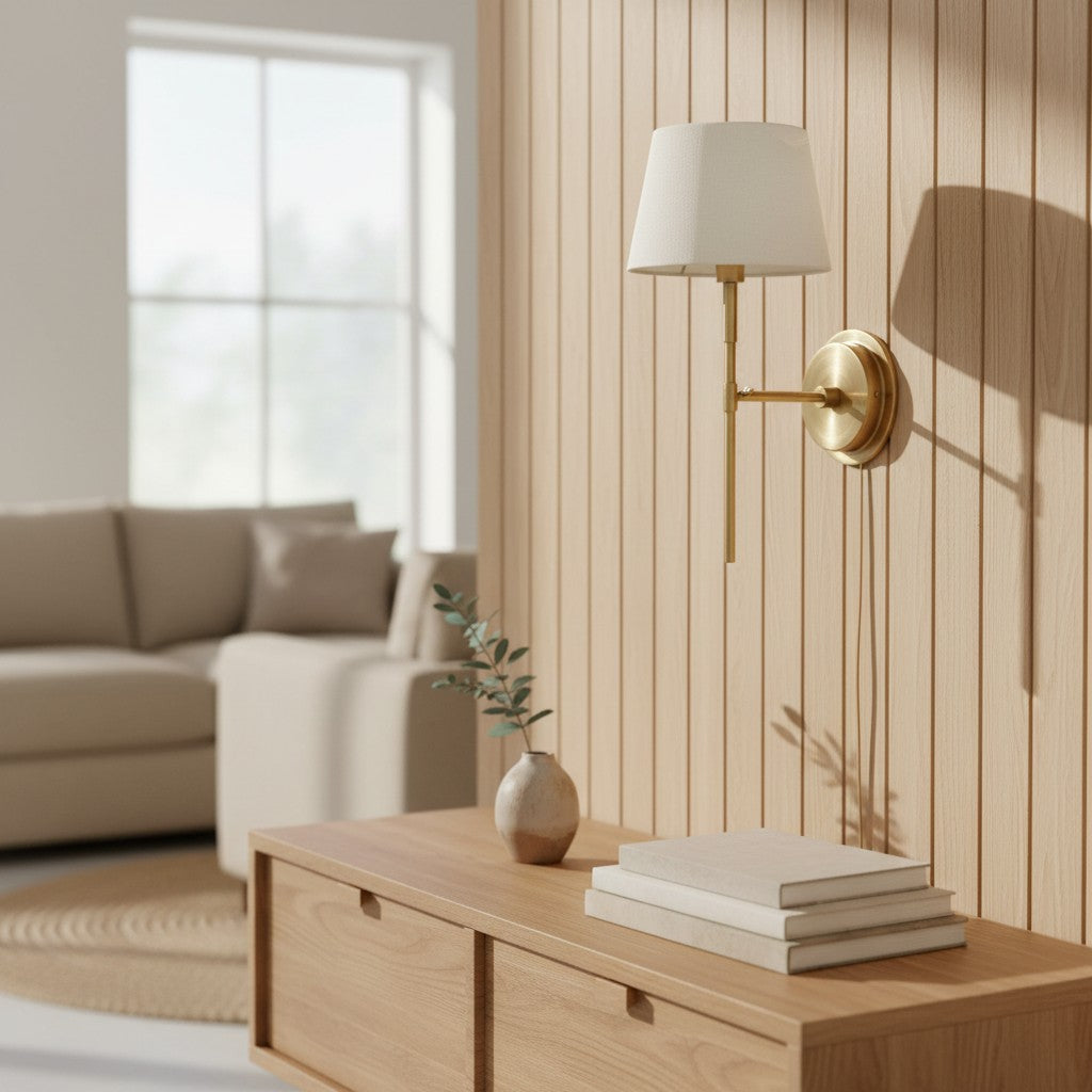 Cremaris metalen wandlamp met stoffen kap - tijdloze wandlamp voor binnenverlichting