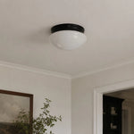 Cargar imagen en el visor de la Galería, Opal glass flush mount installed in a calm neutral room