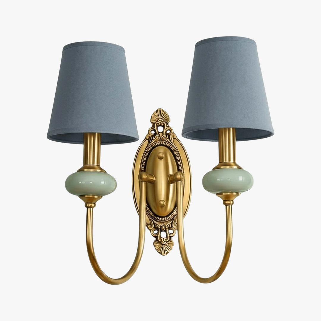 Rowanea Keramische Wandkandelaar met Stoffen Kap en Metalen Afwerking – Boerderij Moderne Ganglamp