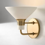 Load image into Gallery viewer, Calvor Champagne Bronze Sconce – Porcelain Ivory Shade Hardwired Wall Light

