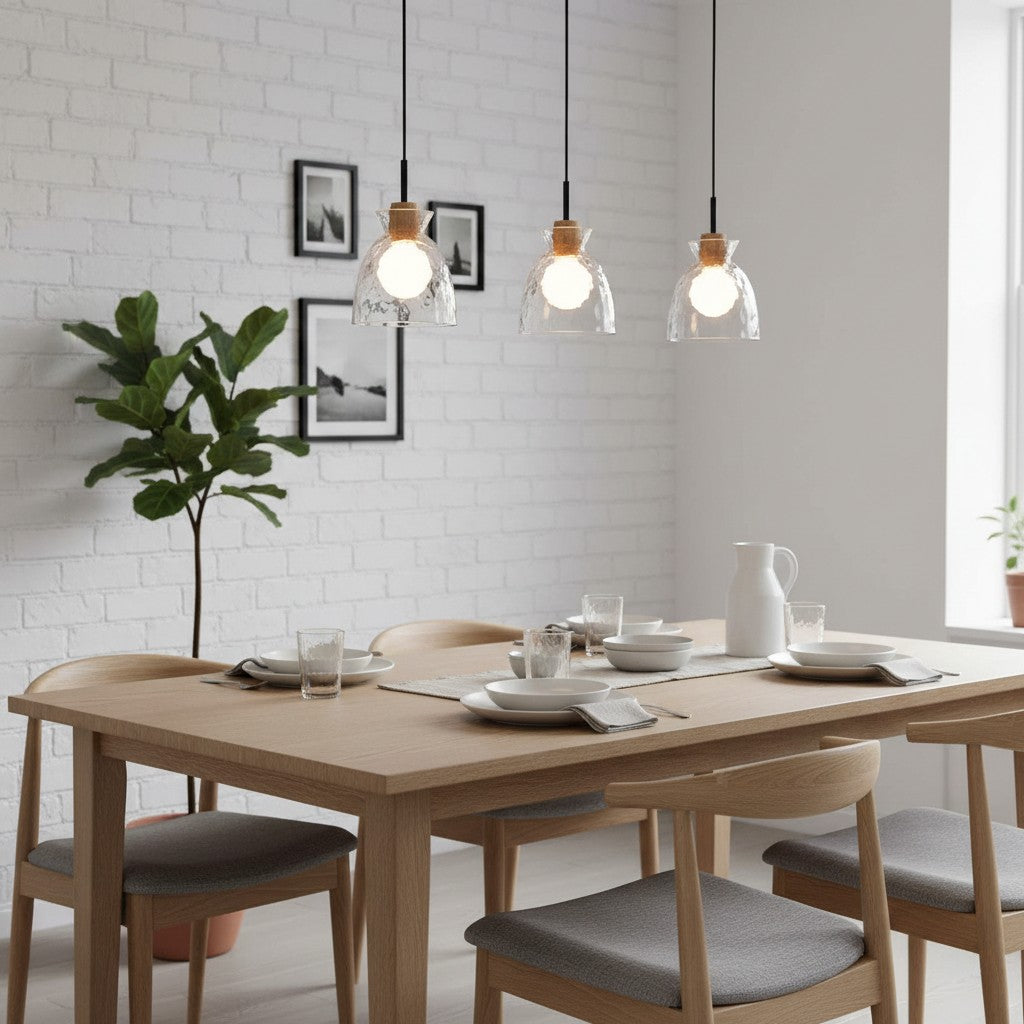 Quenora Golf Hanglamp – Geribbeld Glazen Kap Hanglamp voor Eetkamer of Keuken U23