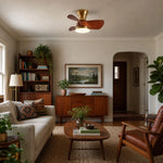 Afbeelding laden in galerijweergave, Natural copper ceiling fan light in a warm living room