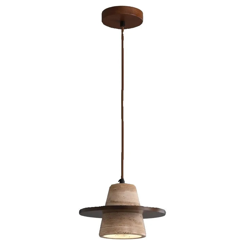 Travertijn Middeleeuwse Hout Steen Hanglamp