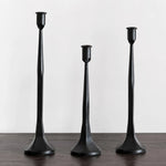 Carica l'immagine nella visualizzazione Galleria, Three piece black iron candle holder set without candles