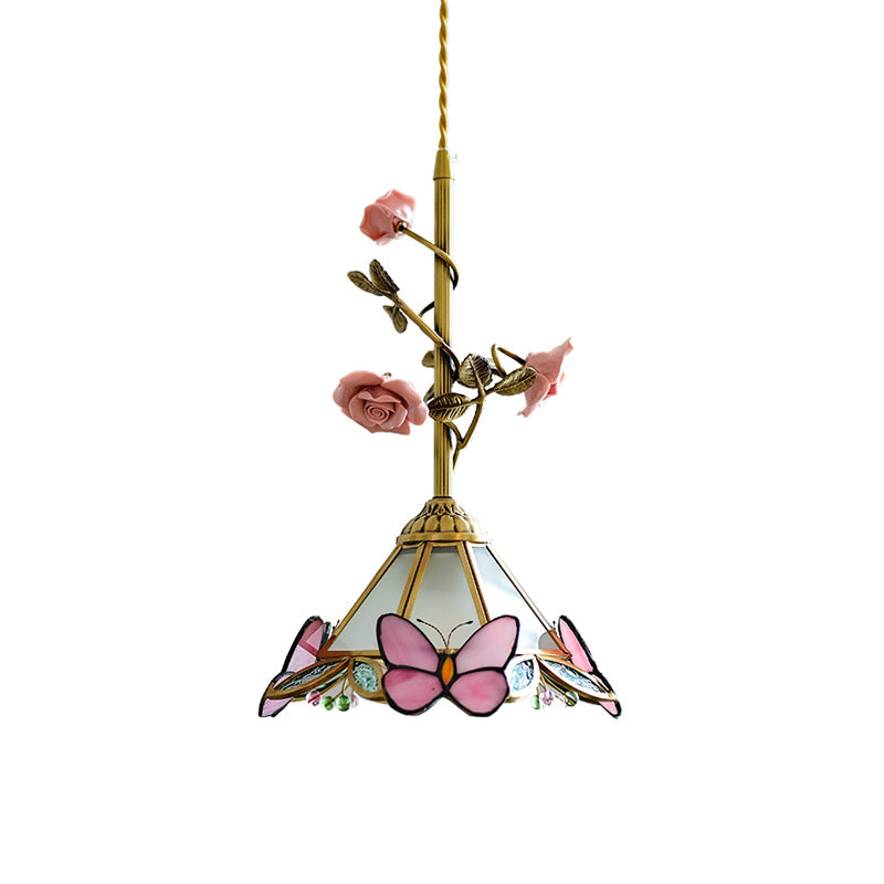 Lalique Rosen Glas Pendelleuchte