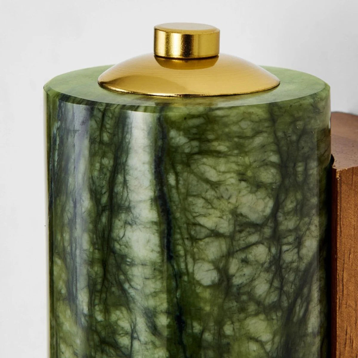 Green jade texture and brass metal top detail