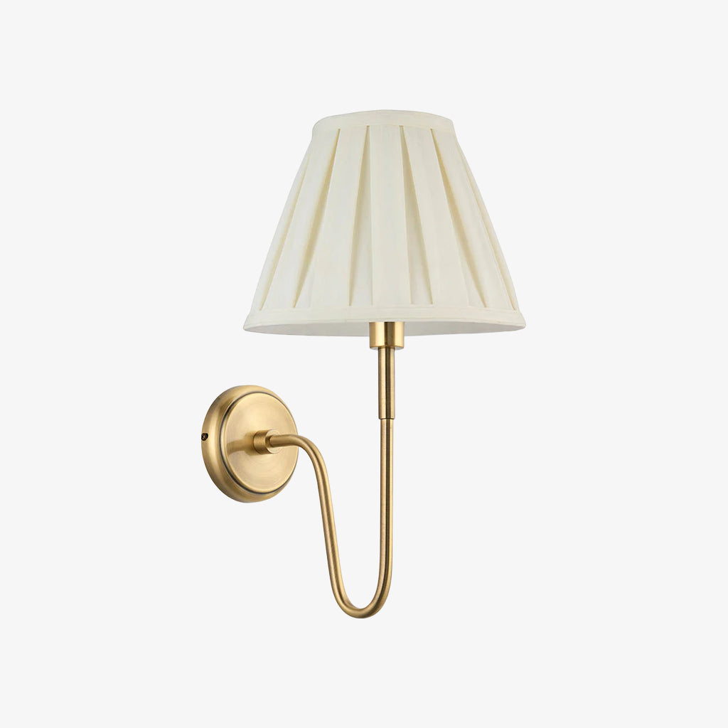 Ivoralux Tapered Fabric Wall Light – Modern Classic Curved Arm Sconce for Hallways or Bedrooms