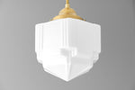 Load image into Gallery viewer, Geotower Glass Modern Pendant Light - Skyscraper Design - Brass or Black or Nickel Finish
