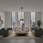 Afbeelding laden in galerijweergave, Stonel Hedendaagse Travertijn Cilinder Hanglamp met Houten Frame U14