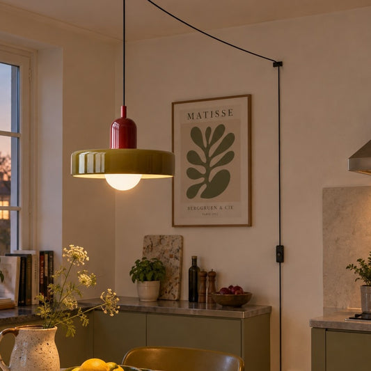 Bauhaus Colorful Glass Plug-In Pendant Light