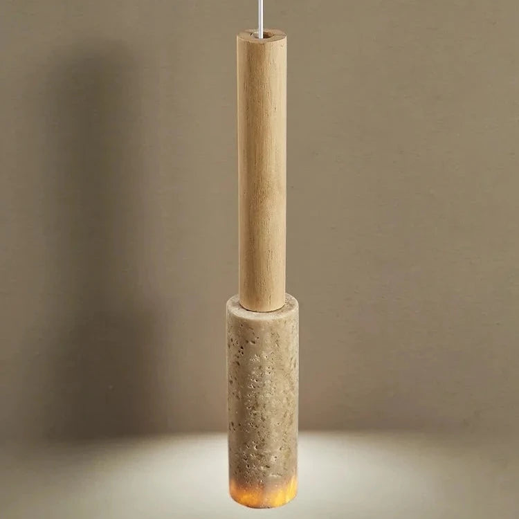 Cream Travertine Long Tube Pendant Light