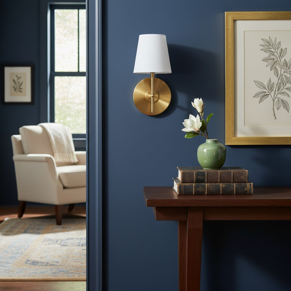 Vireli Brass Wall Sconce in Mid-Century Style for Bedroom & Hallway