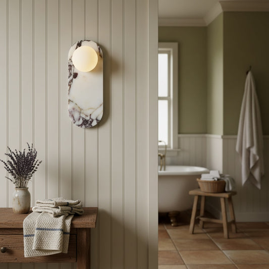 Vinbrea Lámpara de Pared Moderna de Acento – Diseño de Cuerpo de Mármol para Sala o Dormitorio