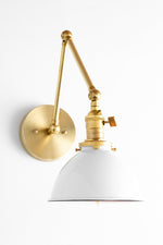 Load image into Gallery viewer, Conique Metal Vintage Industrial Swing Arm Wall Lamp - Adjustable Dome Shade for Study
