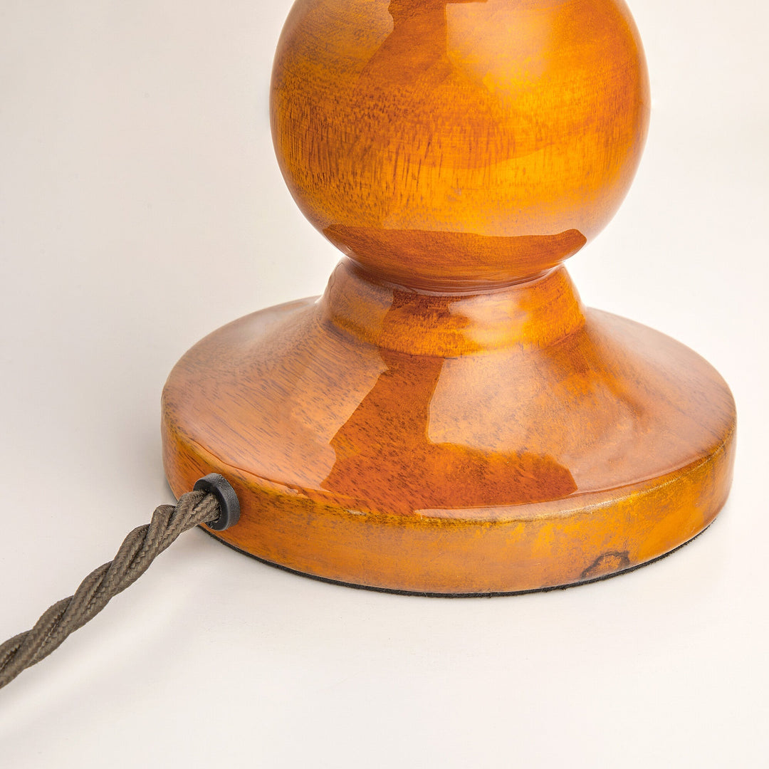 Grainora Tafellamp met Houten Nerf Basis – Stoffen Lampenkap voor Woonkamers