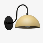 Load image into Gallery viewer, Curva Metal  Industrial Wall Sconce - Curved Brass Arm - Hammered Dome Light Fixture
