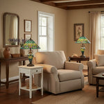 Afbeelding laden in galerijweergave, TF Oldbury bureaulamp - handgemaakte lamp van glas-in-lood voor slaapkamerlezen