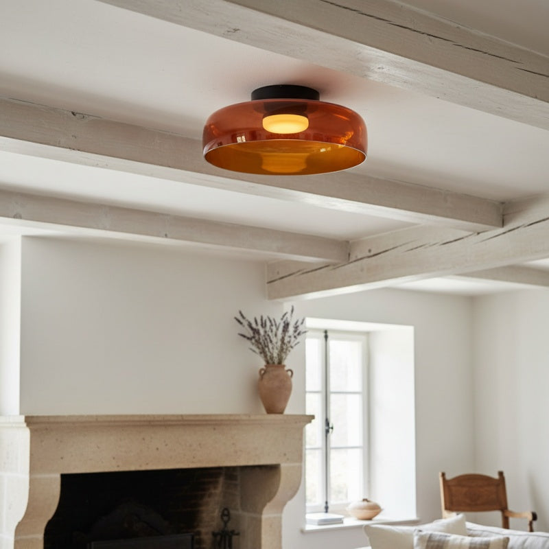 Celestial Moderne Glazen Plafondlamp – Scandinavisch Ontwerp Glazen Schijfarmatuur voor Slaapkamer en Eetkamer