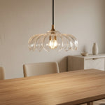 Load image into Gallery viewer, Floriaxis Floral Glass Pendant Light — Floral Glass Shade with Braided Cable for Kitchen or Dining