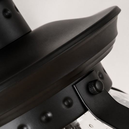Black iron shade and side fastener detail