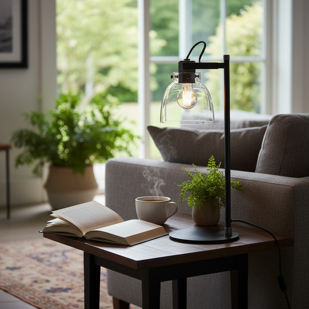 Readium Verstellbare Tischlampe – Industrielles Metall und Glaskuppel für Schlafzimmer und Arbeitszimmer