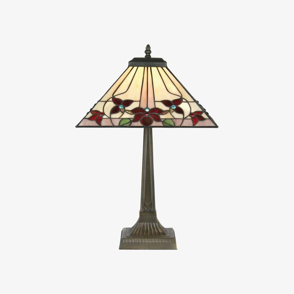 TF Camillo Ważka Lampa Stołowa z Witrażem - Styl Art Nouveau Tiffany z Falowanym Brzegiem do Salonu i Sypialni