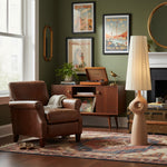 Afbeelding laden in galerijweergave, Pryssa sculpturale keramische vloerlamp - ivoorkleurige linnen kap voor woonkameraccent