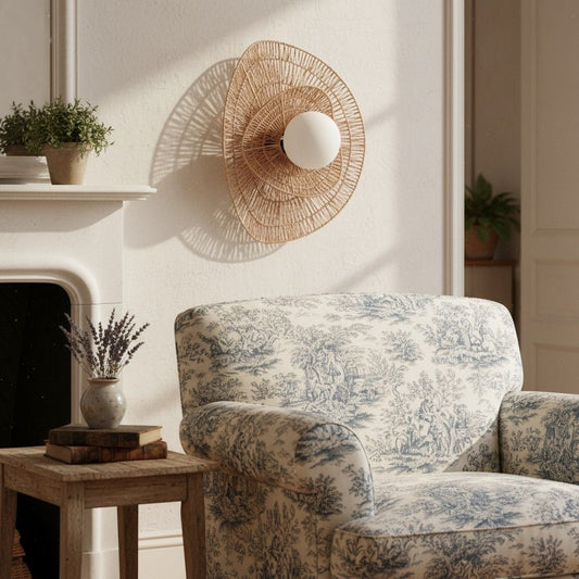 Aplique de Pared Tejido Florevian – Aplique de Pared de Yute de Dos Niveles para Sala o Dormitorio
