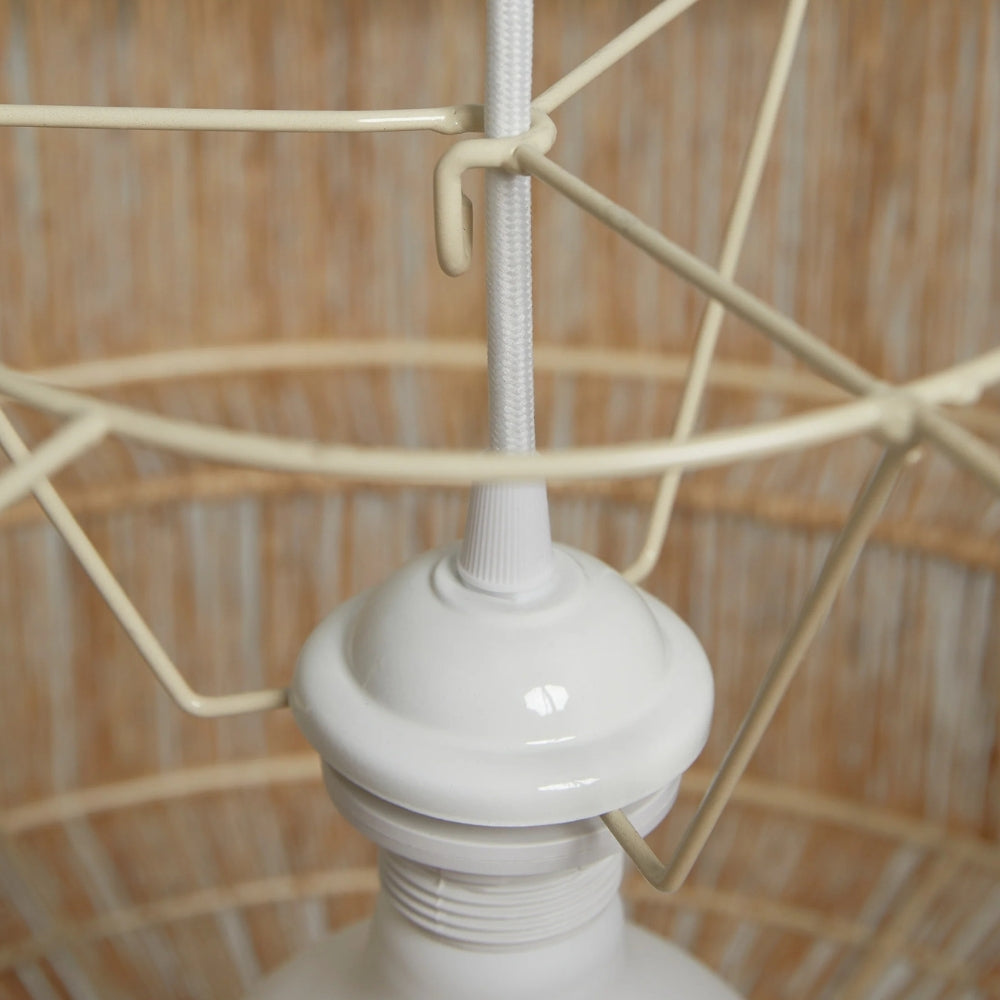 Florevian Pleciona Lampa Wisząca z Juty - Boho Chic Bębenkowa Lampa Wisząca do Salonu lub Jadalni