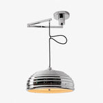 Cargar imagen en el visor de la Galería, Adjustable chrome pendant light shown with a warm bulb installed