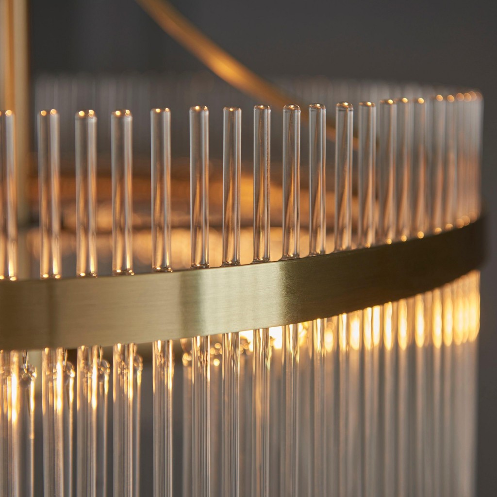 RibGlow Pendelleuchte – Trio-Pendelleuchte mit eleganten Glasstäben für Esszimmer oder Flur