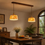 Cargar imagen en el visor de la Galería, Vintage floral ceramic pendant light detail and room view