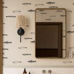 Carica l'immagine nella visualizzazione Galleria, Fabric wall sconce beside a wall mirror