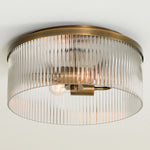 Load image into Gallery viewer, Bravira Flush Mount Ceiling Light - Ribbed &amp; Bubbled Glass Metal Light
