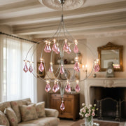 Crynora French Crystal Chandelier - Romantic Firefly Design in Luxe Style for Dining Room or Bedroom