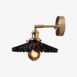 Cargar imagen en el visor de la Galería, Black pleated ceramic wall sconce with metal arm and round backplate
